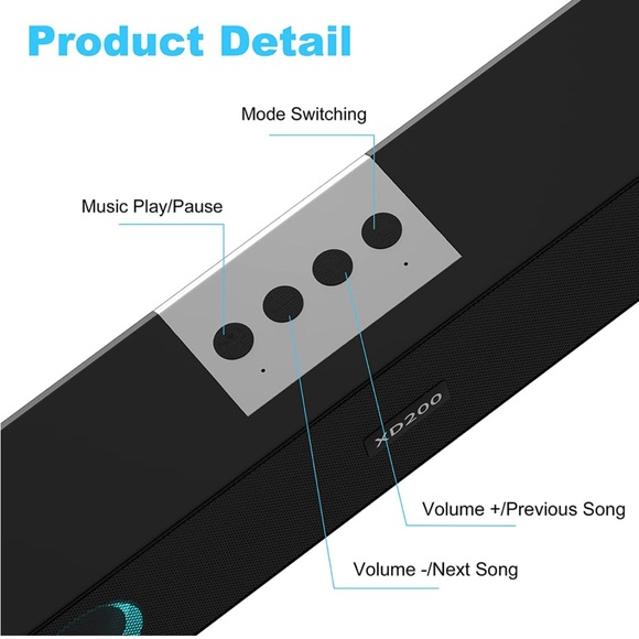 Portable Wireless Sound Bar, Home Mini Bluetooth Speaker with Multi-Color Lights - Picture 6 of 7